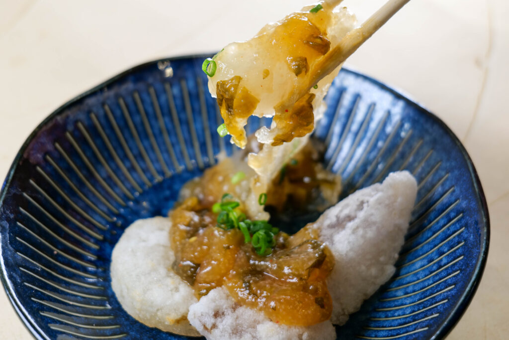 福岡県久留米市 さかなやうおまさ たらの明太高菜あん 箸上げ ほろっとほどける揚げ鱈
