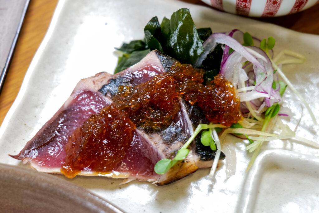 カツオとわかめのポン酢ジュレ